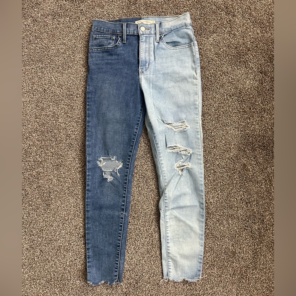 Two-Tone Distressed Levi Jeans